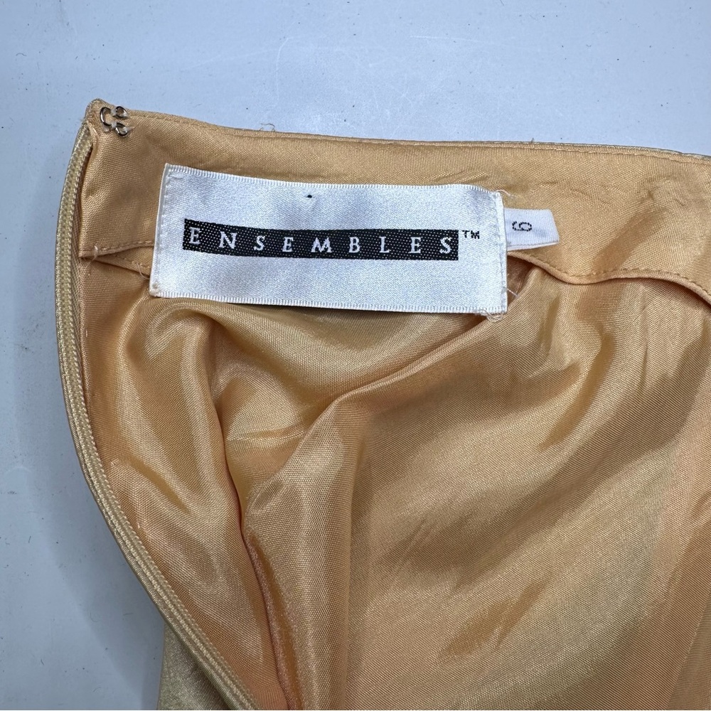 Vintage Formal Skirt Sz 6 Gold Taffeta Long Maxi Train Back Evening Special Occ. - Picture 7 of 12